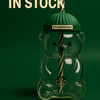 Starbucks Glass Teddy Bear Cup
