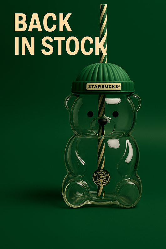 Starbucks Glass Teddy Bear Cup