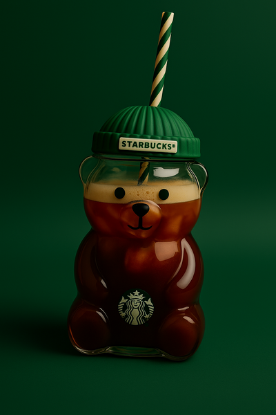 Starbucks Glass Teddy Bear Cup
